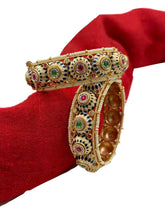 Anushka Beautiful Multi Color Gokhru Kada Bangles With Blue Meenakari
